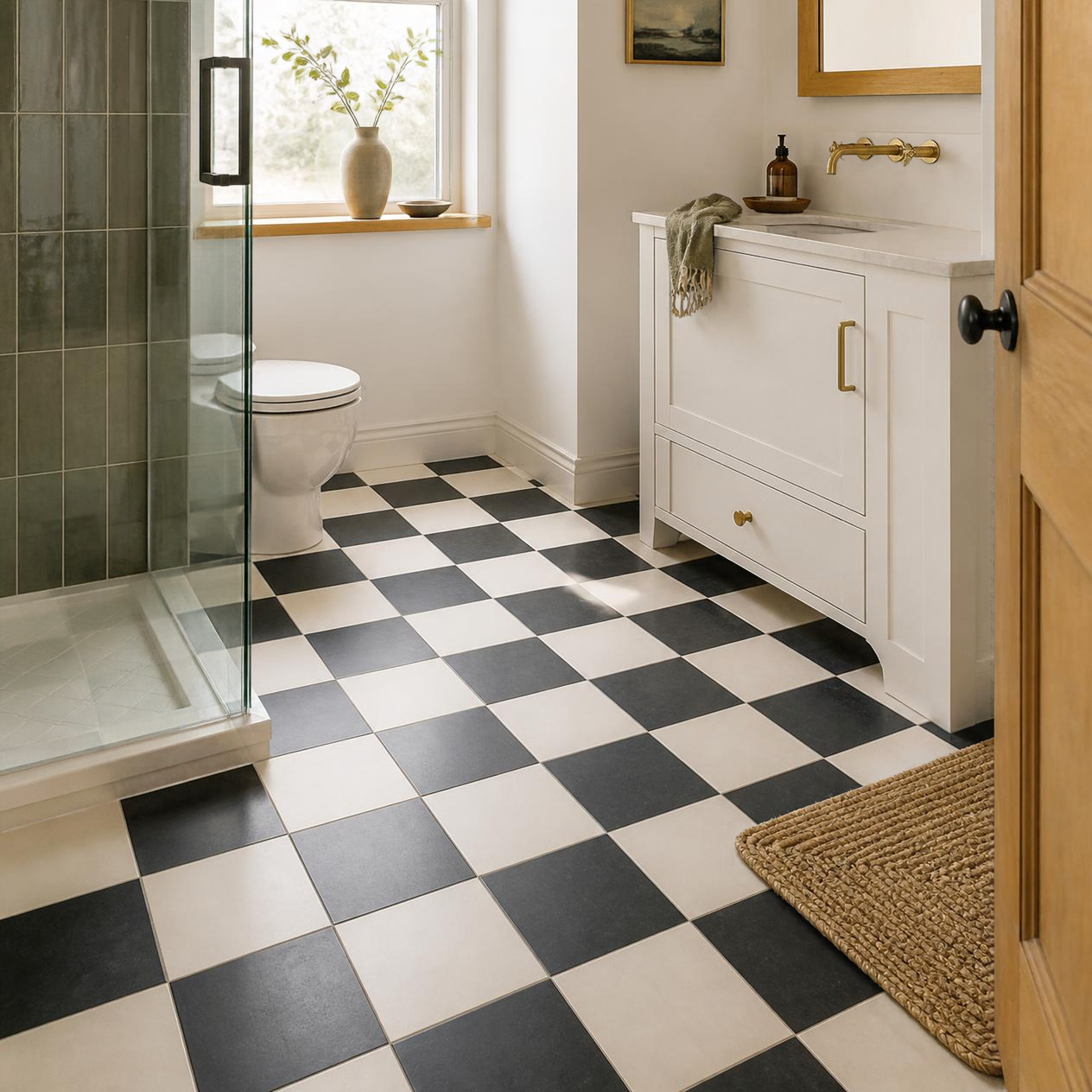 checkerboard bathroom ceramic tile